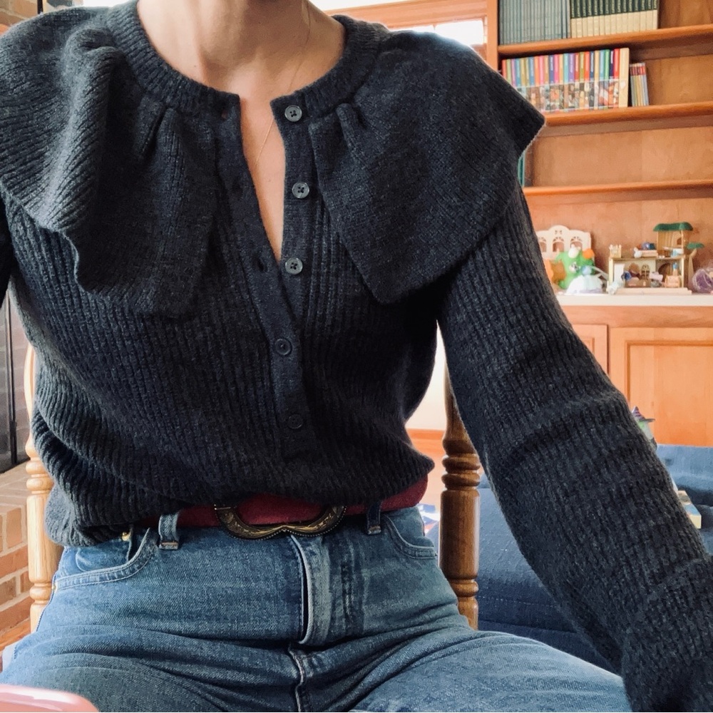 NWT Boden Fluffy Frill Collar Sweater